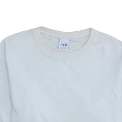 Mens UK Size M Zara White Pullover Sweatshirt