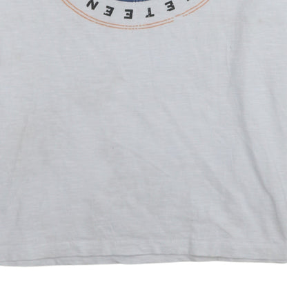 Jack & Jones Originals Men's White Graphic Logo T-Shirt L Regular Fit