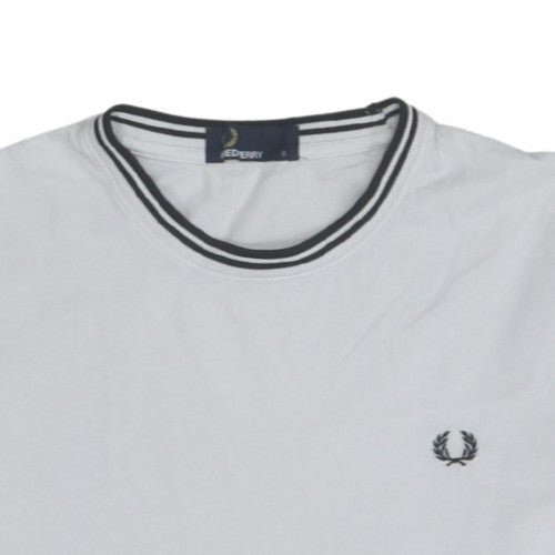 Fred Perry Men's White Crew Neck Short Sleeve Cotton T-Shirt Size S