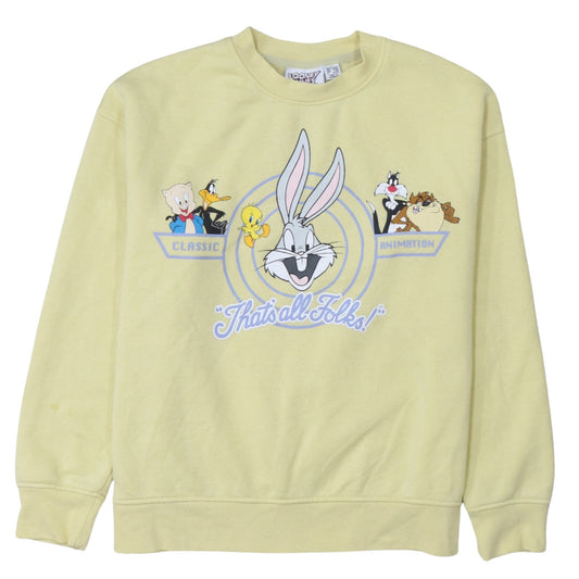 Womens UK Size S Looney Tunes Yellow Pullover Sweatshirt