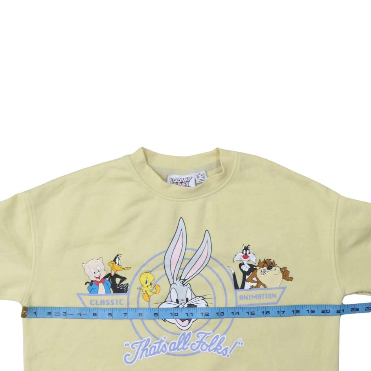 Womens UK Size S Looney Tunes Yellow Pullover Sweatshirt