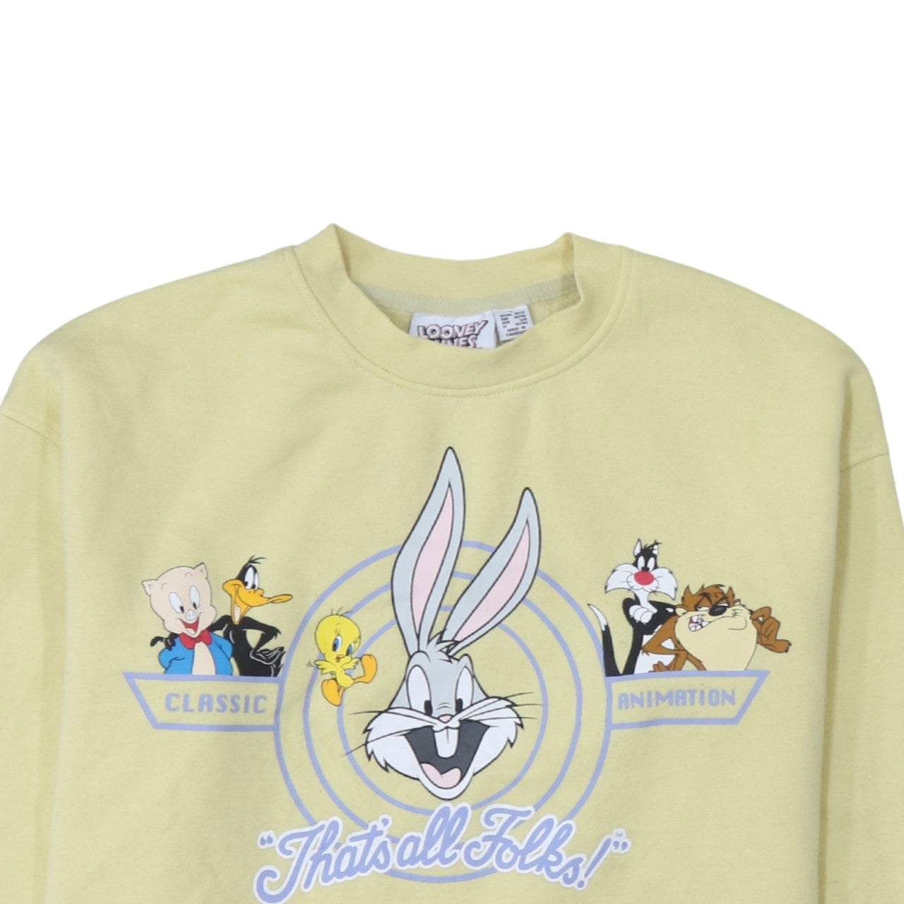 Womens UK Size S Looney Tunes Yellow Pullover Sweatshirt