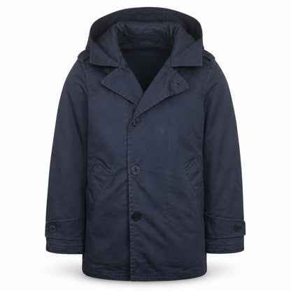 Dal Lago Boys Blue Hooded Parka Coat 8 Years Button Front Lined Jacket