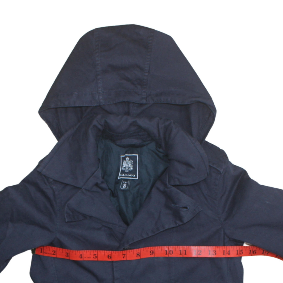 Dal Lago Boys Blue Hooded Parka Coat 8 Years Button Front Lined Jacket