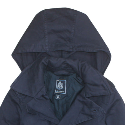 Dal Lago Boys Blue Hooded Parka Coat 8 Years Button Front Lined Jacket