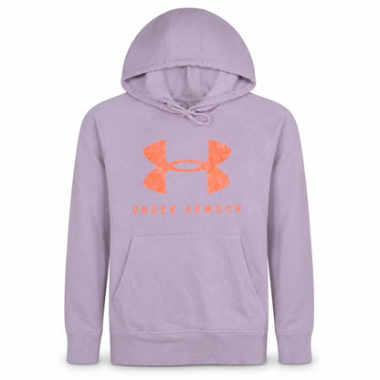 Front view of Under Armour unisex purple xs pullover hoodie sports fleece