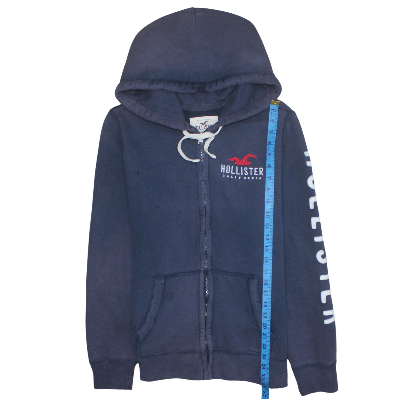 Mens UK Size M Hollister Blue Full Zip Hoodie