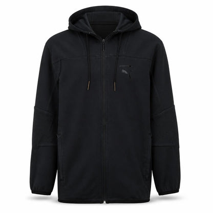 Front view of Puma Men's Black Full Zip Hoodie, size S, Fleece Sportswear