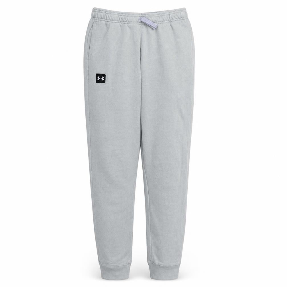 Front view of Under Armour boys’ grey jogger sweatpants 13 years fleece activewear
