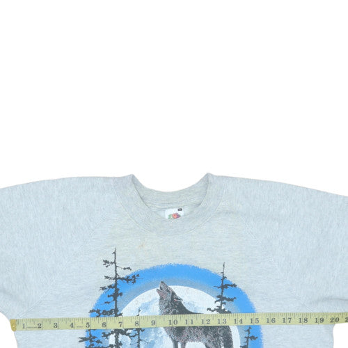 Mens UK Size S Fruit of the Loom Grey Pullover Sweatshirt