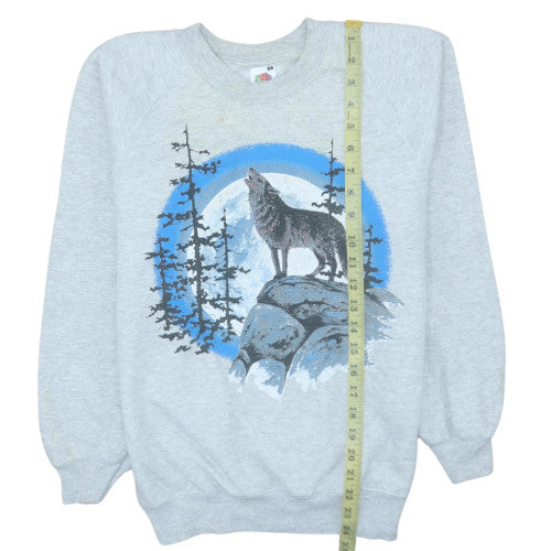 Mens UK Size S Fruit of the Loom Grey Pullover Sweatshirt