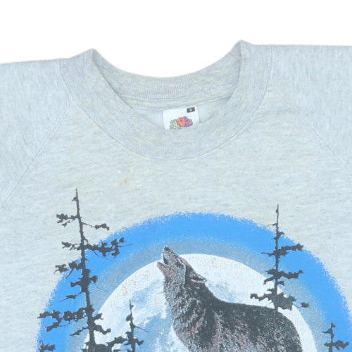 Mens UK Size S Fruit of the Loom Grey Pullover Sweatshirt
