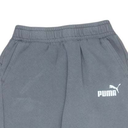 Puma Men's Grey Fleece Sweatpants L Regular Fit Elastic Waist Joggers