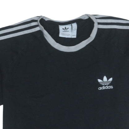 Adidas Men's Black Crew Neck Short Sleeve 3-Stripes T-Shirt Size L