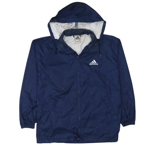 Adidas Men's Blue Hooded Windbreaker Jacket Size M