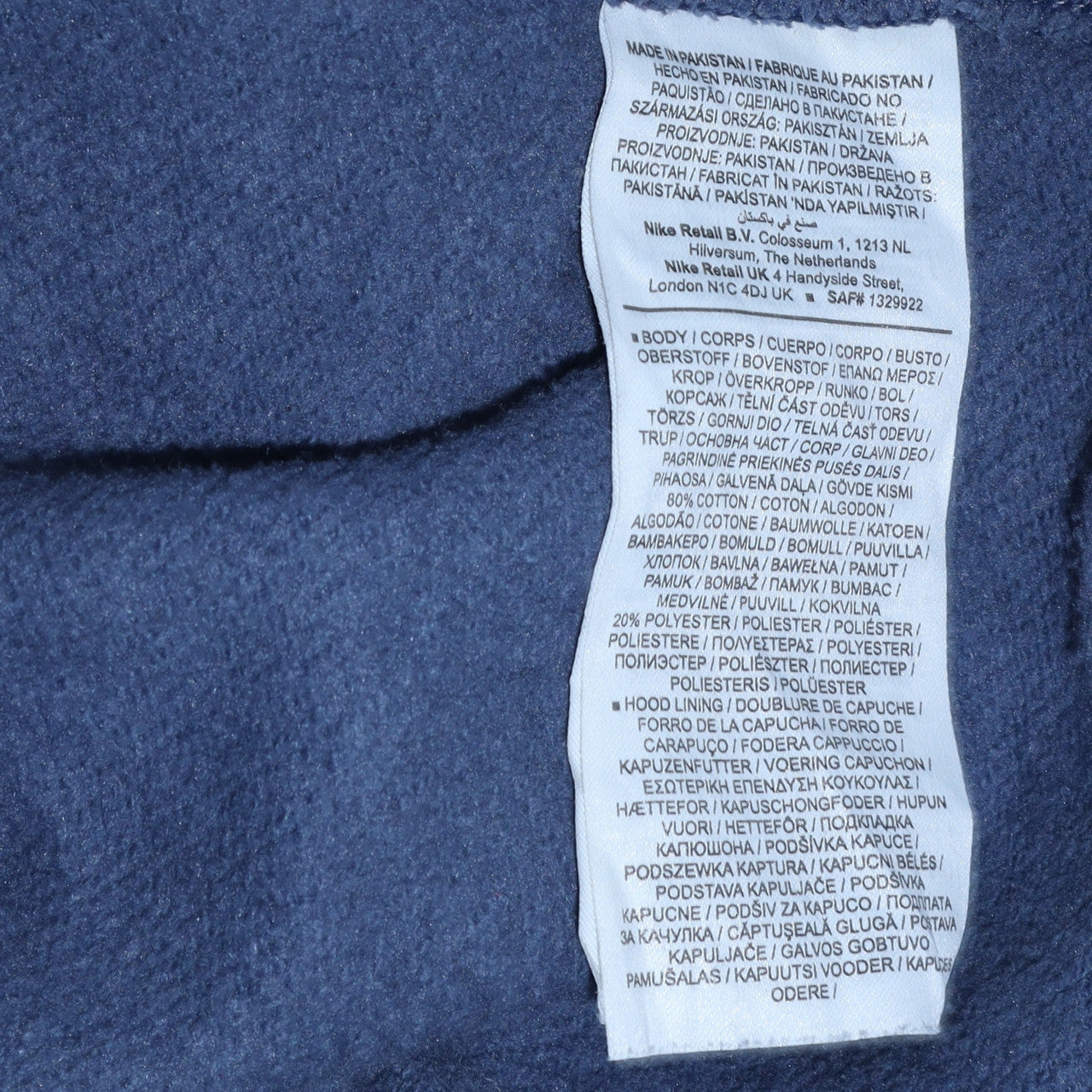 Mens UK Size M Nike Blue Pullover Hoodie