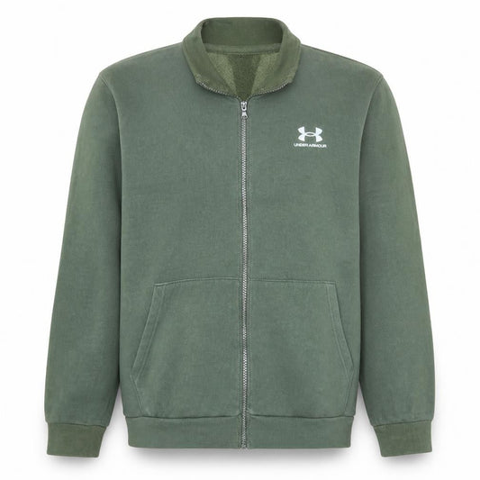 Under Armour Men's Green Large Full Zip Track Jacket Fleece Lined