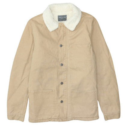 Primark Men's Beige Sherpa Lined Cotton Jacket Medium Casual