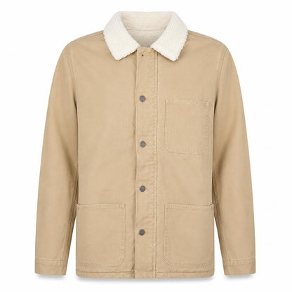 Primark Men's Beige Sherpa Lined Cotton Jacket Medium Casual