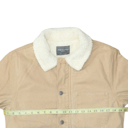 Primark Men's Beige Sherpa Lined Cotton Jacket Medium Casual