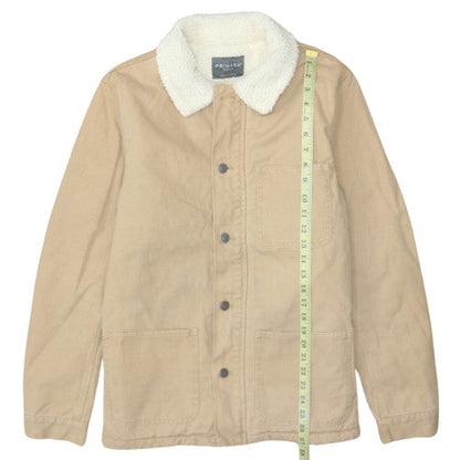 Primark Men's Beige Sherpa Lined Cotton Jacket Medium Casual