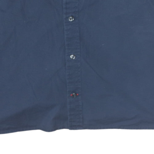 Tommy Hilfiger Men's Blue Cotton Button-Down Long Sleeve Shirt Size L