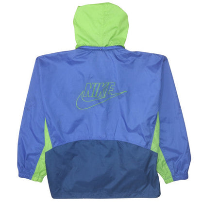 Nike Men's Blue Green Windbreaker Jacket Size M Hooded Retro 90s Style