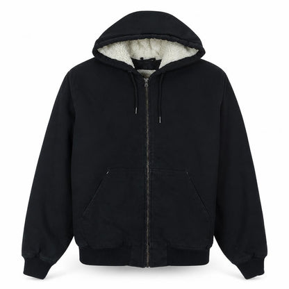 H&M L.O.G.G. Mens Black XL Hooded Lined Cotton Jacket