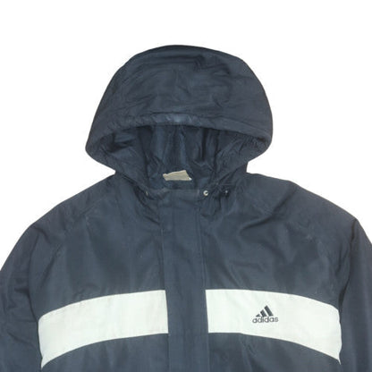 Adidas Men's Blue L Parka Jacket Hooded Water Resistant Winter Coat