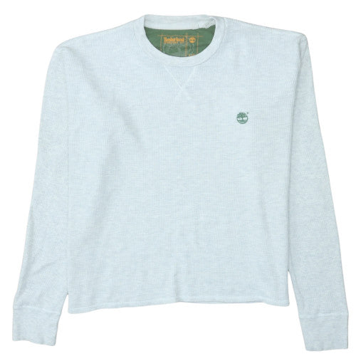 Timberland Men's Grey Waffle-Knit Cotton Crew Neck Pullover L