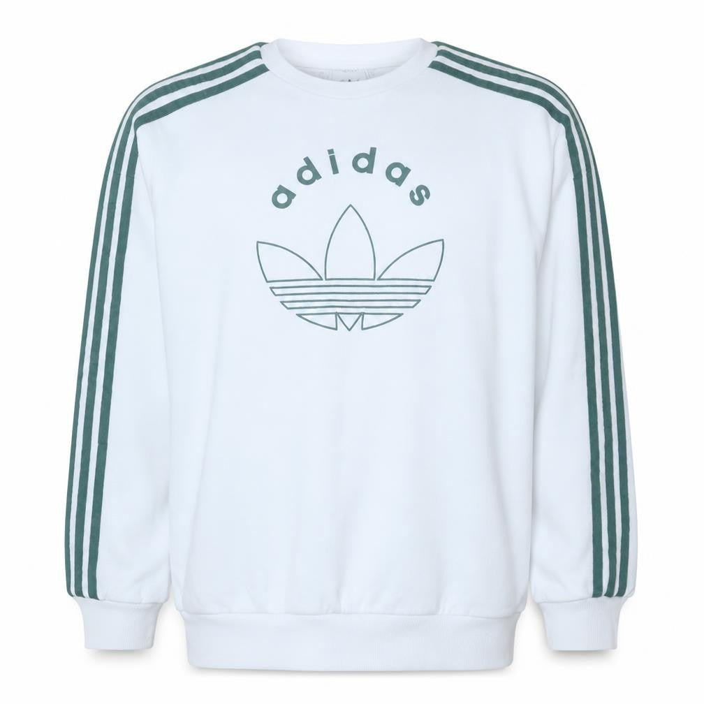 Adidas Boys White 13-14 Years Pullover Sweatshirt with Logo and Stripes