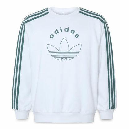 Adidas Boys White 13-14 Years Pullover Sweatshirt with Logo and Stripes