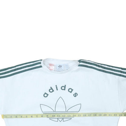 Adidas Boys White 13-14 Years Pullover Sweatshirt with Logo and Stripes
