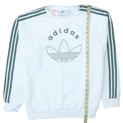 Adidas Boys White 13-14 Years Pullover Sweatshirt with Logo and Stripes