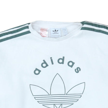 Adidas Boys White 13-14 Years Pullover Sweatshirt with Logo and Stripes