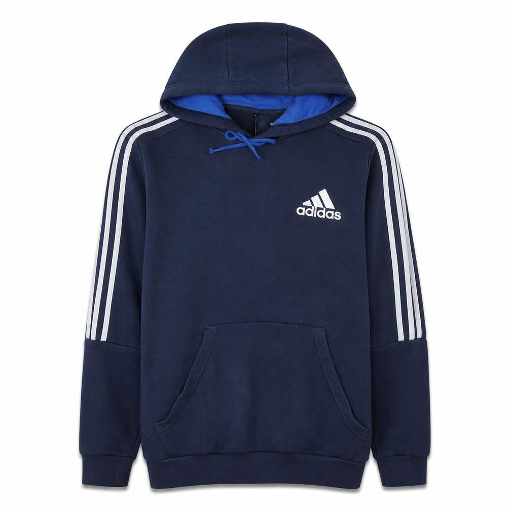 Front view of Adidas Men's Blue Pullover Hoodie L Logo Fleece Sportswear