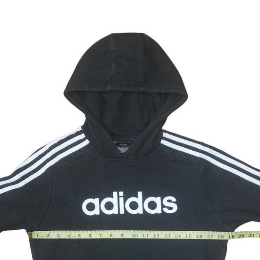 adidas Boys Black Pullover Hoodie 13-14 Years Fleece Sports Sweatshirt