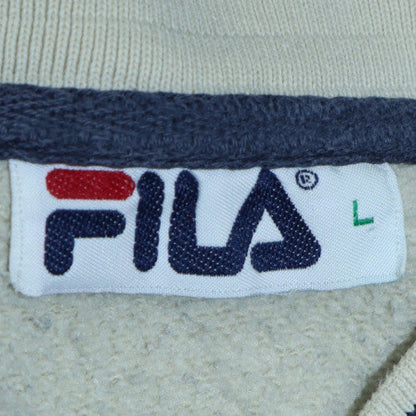 Fila Men's White Retro V-Neck Logo Pullover Sweatshirt L