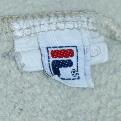Fila Men's White Retro V-Neck Logo Pullover Sweatshirt L