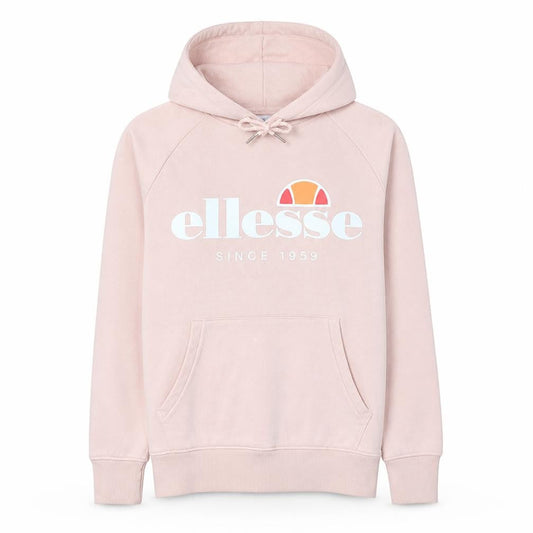 Front view of Ellesse women’s pink pullover hoodie medium logo hooded sweatshirt