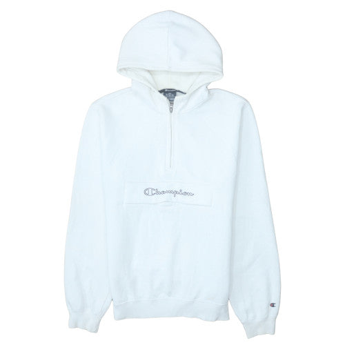 Mens UK Size M Champion White 1/2 Zip Hoodie