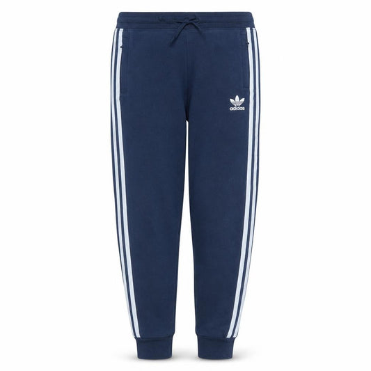 Front view of Adidas boys’ blue 12-13 years jogger trousers with side stripes