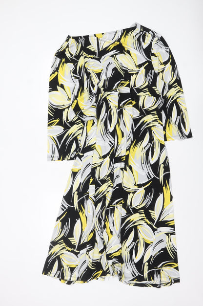 Happy D. by Damart Women’s Multicoloured Fit & Flare V-Neck Jersey Dress Size 24