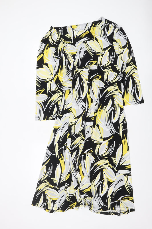 Happy D. by Damart Women’s Multicoloured Fit & Flare V-Neck Jersey Dress Size 24
