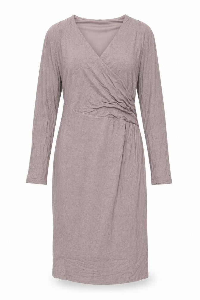 Alexon Women’s Beige V-Neck Long Sleeve Knee Length Wrap Dress Size 14