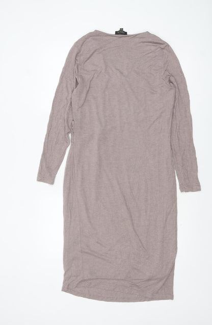 Alexon Women’s Beige V-Neck Long Sleeve Knee Length Wrap Dress Size 14