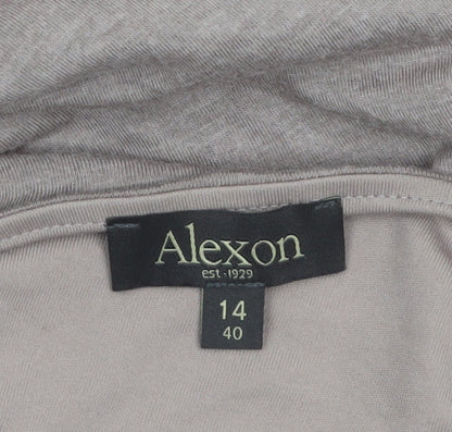 Alexon Women’s Beige V-Neck Long Sleeve Knee Length Wrap Dress Size 14