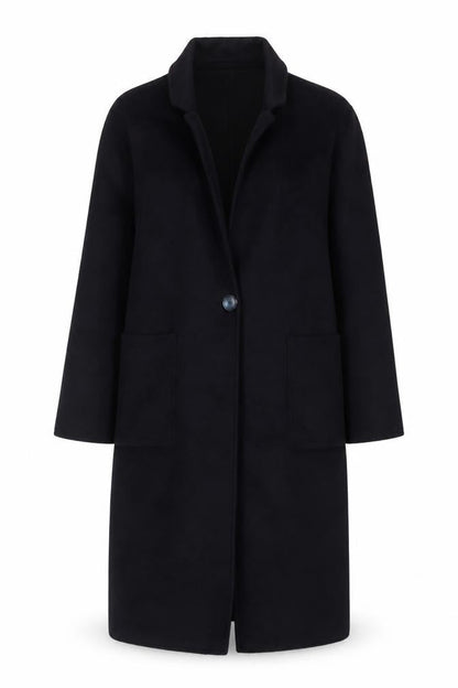KLEY Women's Black Long Wool Blend Overcoat Size L