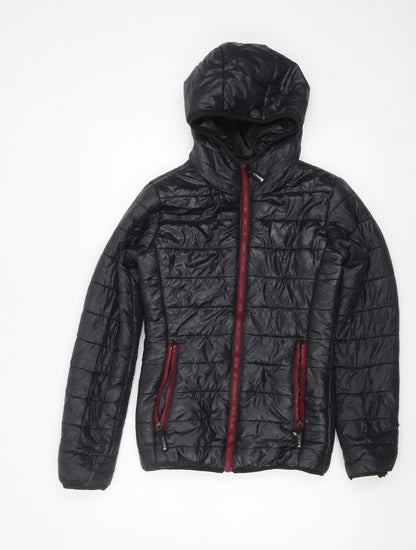 Bench Womens Black Hooded Puffer Jacket Size 8 XS