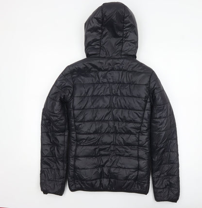Bench Womens Black Hooded Puffer Jacket Size 8 XS